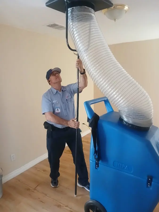 Mini Split Installation technician using HEPA equipment in Hidden Valley